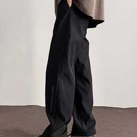 冲锋裤男士潮牌秋冬加绒新款防风宽松直筒运动工装休闲大码长裤子