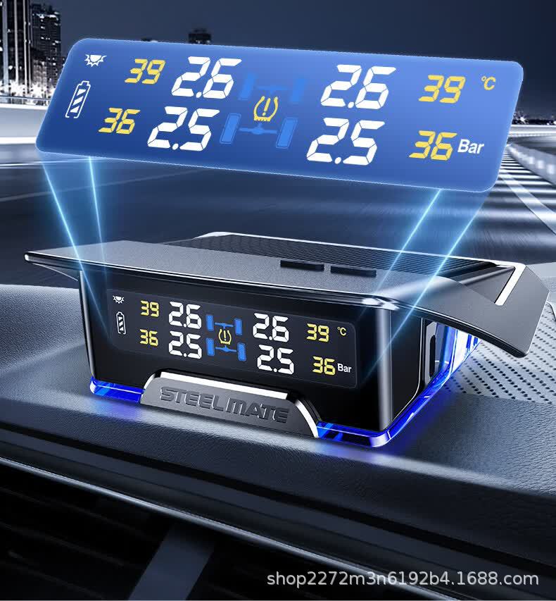 Iron General X3 flagship tire pressure monitor, wireless solar-powered, with built-in and external universal smart tire temperature and pressure monitoring