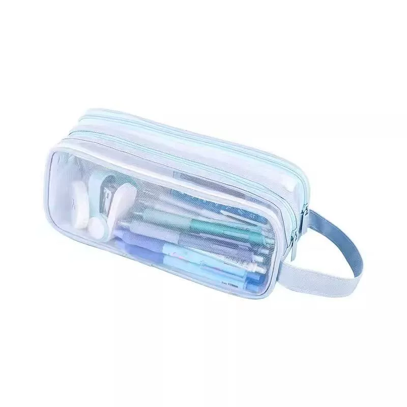 Capacious double-layer high quality universal pencil case for elementary school students, handheld storage bag