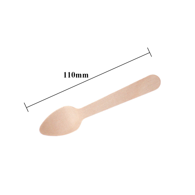 110mm cuchara de madera desechable vajilla de madera cuchara de helado cuchara de madera desechable vajilla de madera cuchillo tenedor cuchara