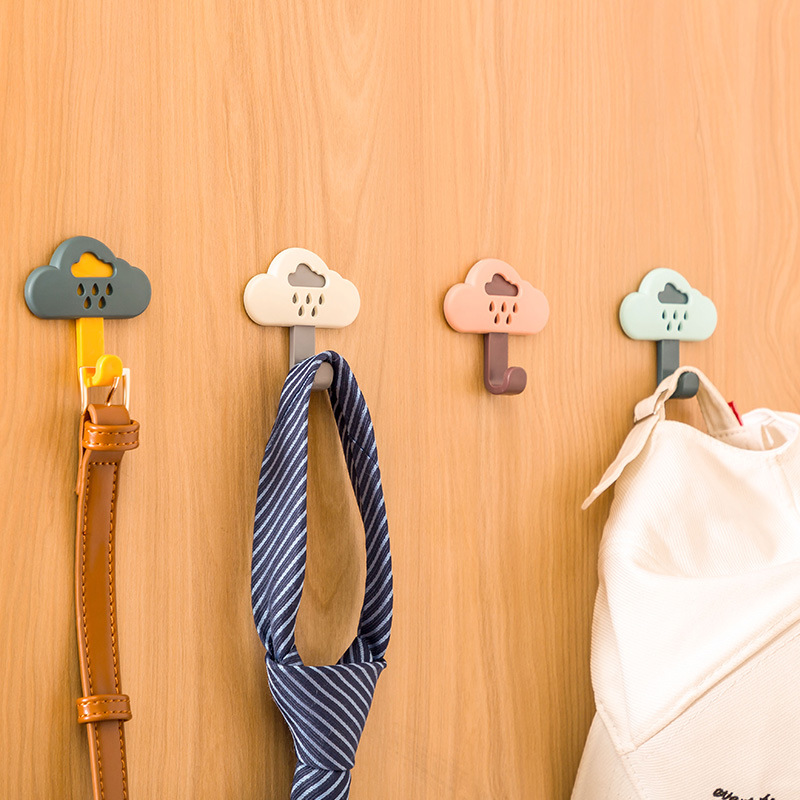 Creative Cloud gota de lluvia gancho sin costuras detrás de la puerta gancho de la pared gancho de plástico sin clavos solo gancho de color Paquete único