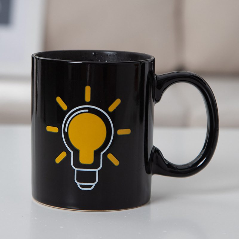 电灯泡变色杯创意变色陶瓷杯咖啡杯魔术杯现货批发厂家可定制logo