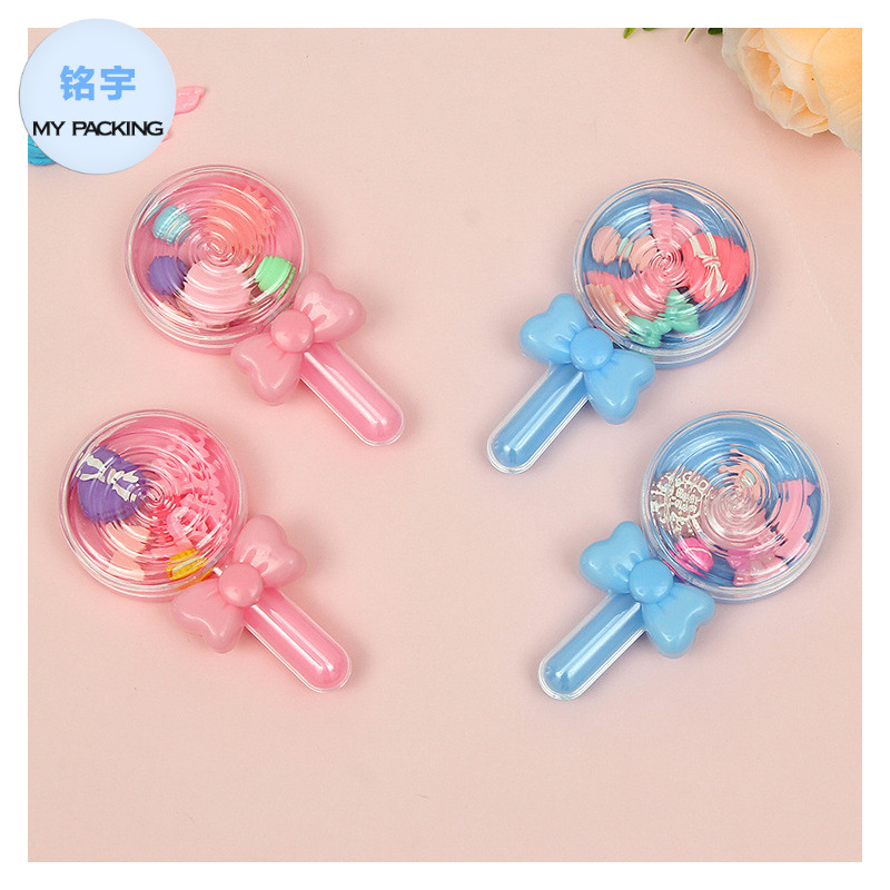现货定制透明棒棒糖包装盒橡皮筋饰品睫毛水晶泥收纳展示盒