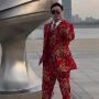 东北修身大花视频西服