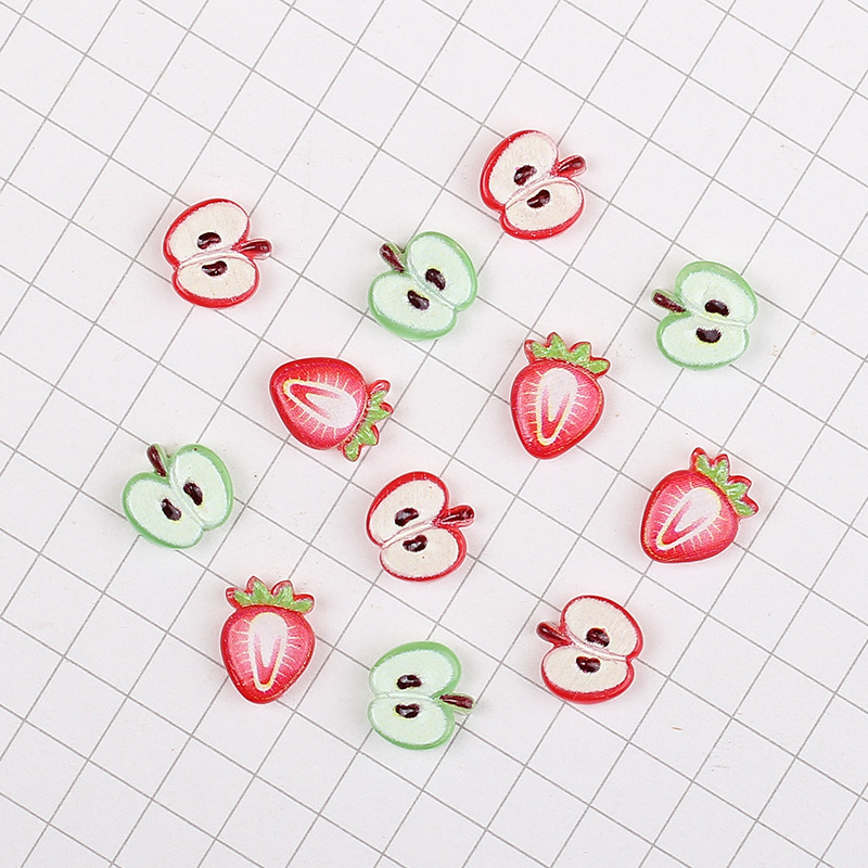 Cute Fruit Resin Accessories Cartoon Nail Art Strawberry Apple DIY Jewelry Cream Gel Children's Wear Armor