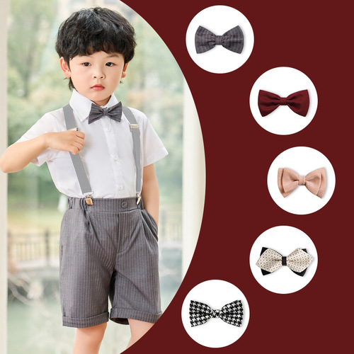 Children's British bow tie pin, polyester silk bow tie, baby flower girl costume, bow tie accessories, drop shipping