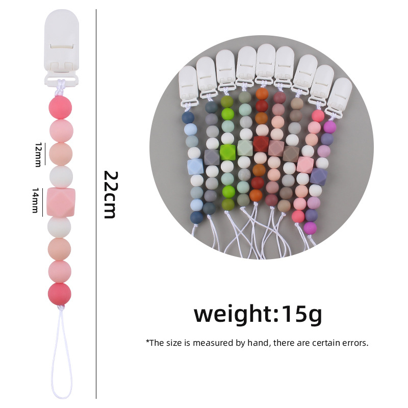 Nuevos suministros para bebés Cadena de chupete de silicona calmante bebé 14mm octogonal mordedura de silicona cadena anti-caída molar