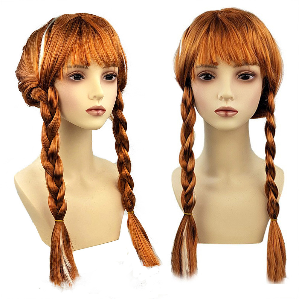 Hielo y nieve vestir Aisha peluca Anna Qiyuan juego de rol apoyos hermanas tocado solo trenza doble trenza gruesa