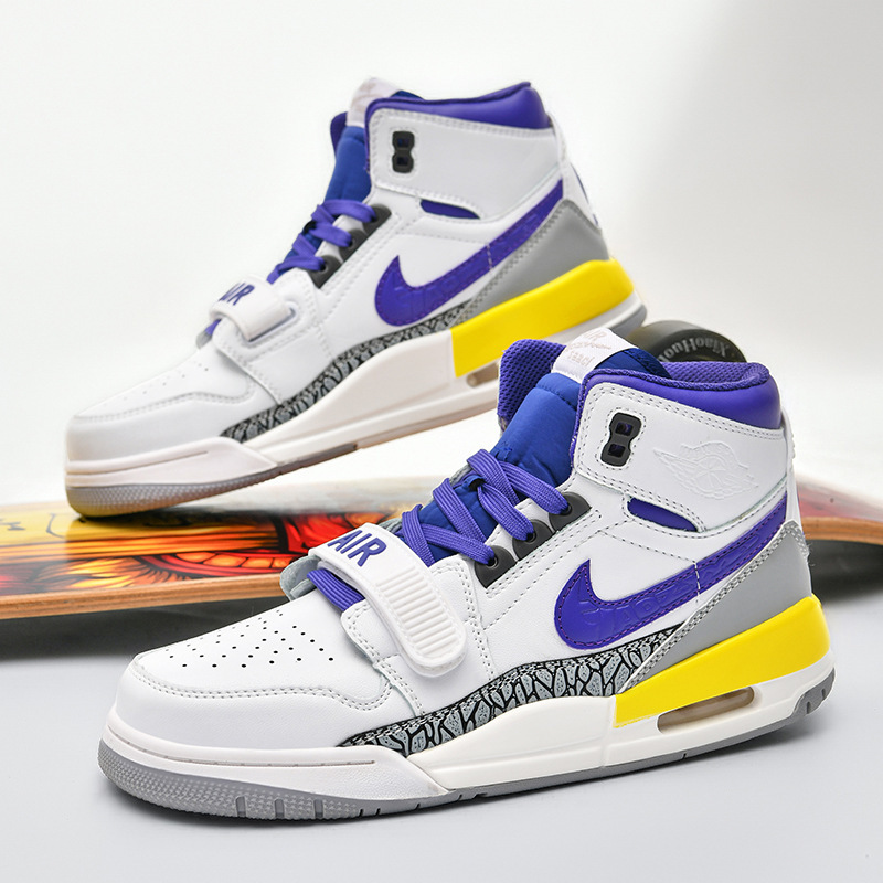 Nike Aj312 High-Top Basketball Shoes, Putian Aj Men's Low-Top Lakers Purple and Gold Cushioning Breathable Comfortable Shoes