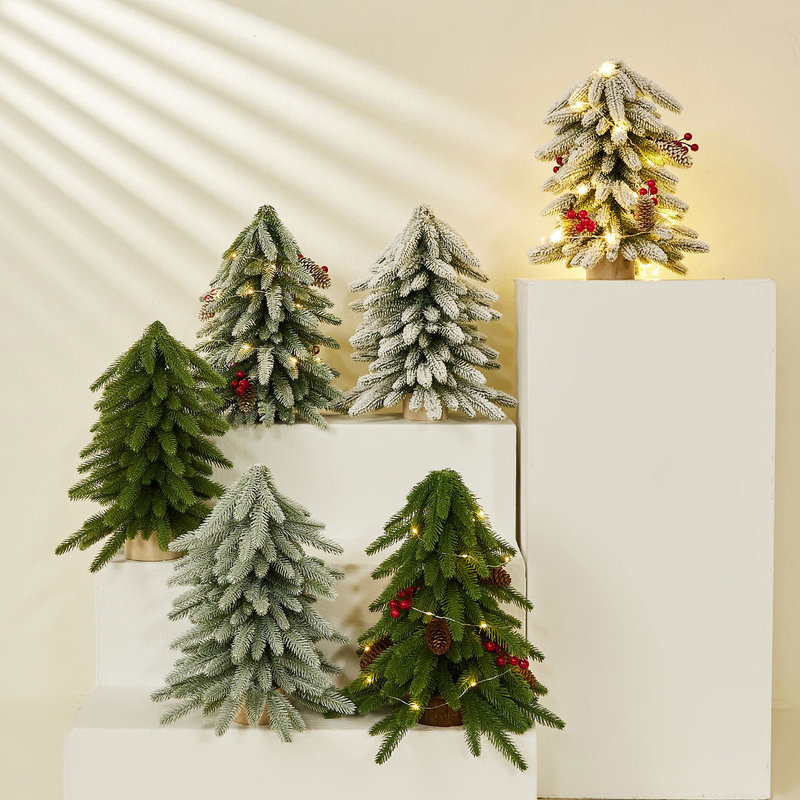 small size Spraying White Snow Simulation Mini Christmas Tree Home Living Room Desktop Simulation Tree Christmas Scene Layout Ornaments