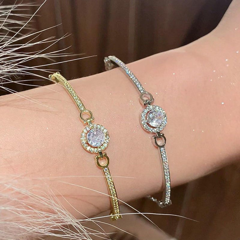 Xiangxu Advanced Sense silver Round Zircon Bracelet Female Girlfriend Bracelet Light Luxury Niche Exquisite Hand Rope Factory Direct Sale