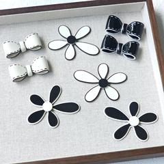 温柔小香风黑白蝴蝶结花朵抓夹边夹头饰发圈鞋花手工diy饰品配件