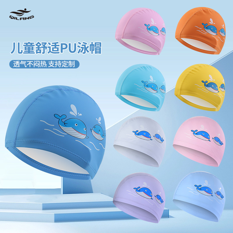 Gorro de natación para niños de dibujos animados lindo de estilo explosivo, protección auditiva impermeable cómoda, equipo de natación sin cabeza, gorro de natación profesional al por mayor
