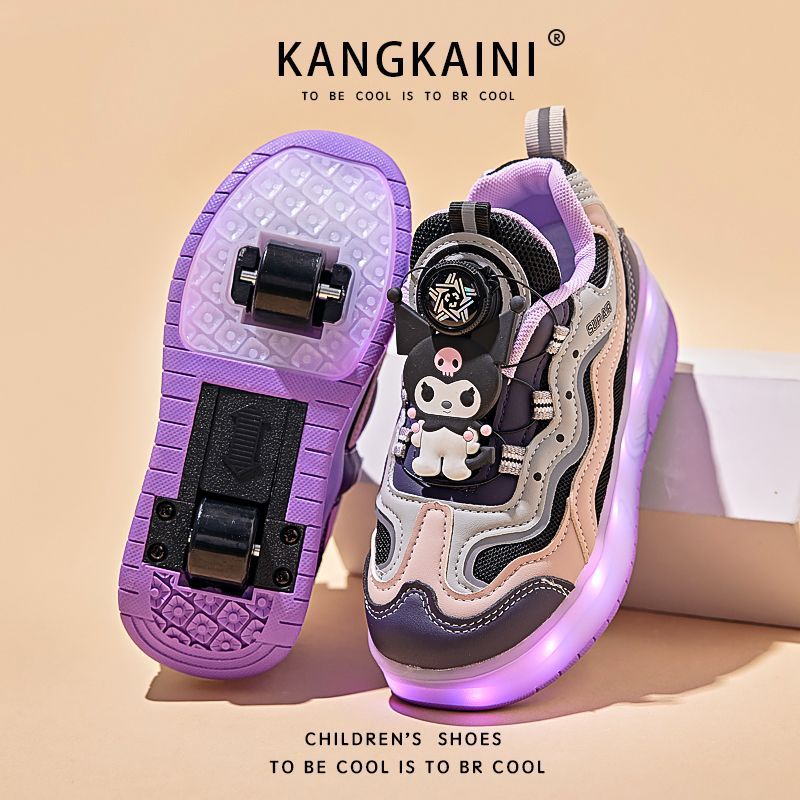 Shoes para niñas primavera y verano, niños, niñas, zapatos deportivos transpirables, patines invisibles para estudiantes de primaria retráctiles de doble rueda