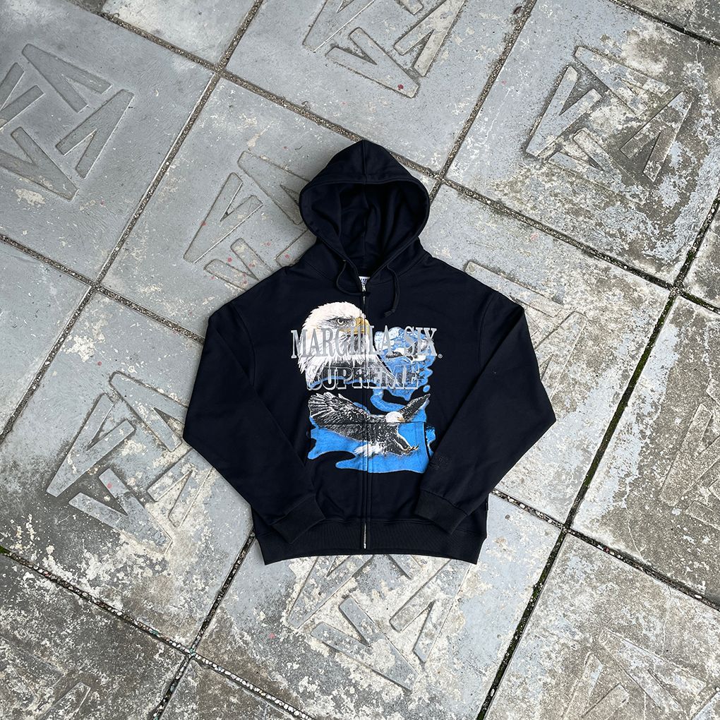 Supreme MM6 Maison Margiela Eagle Zip Up Hooded Sweatshirt Black
