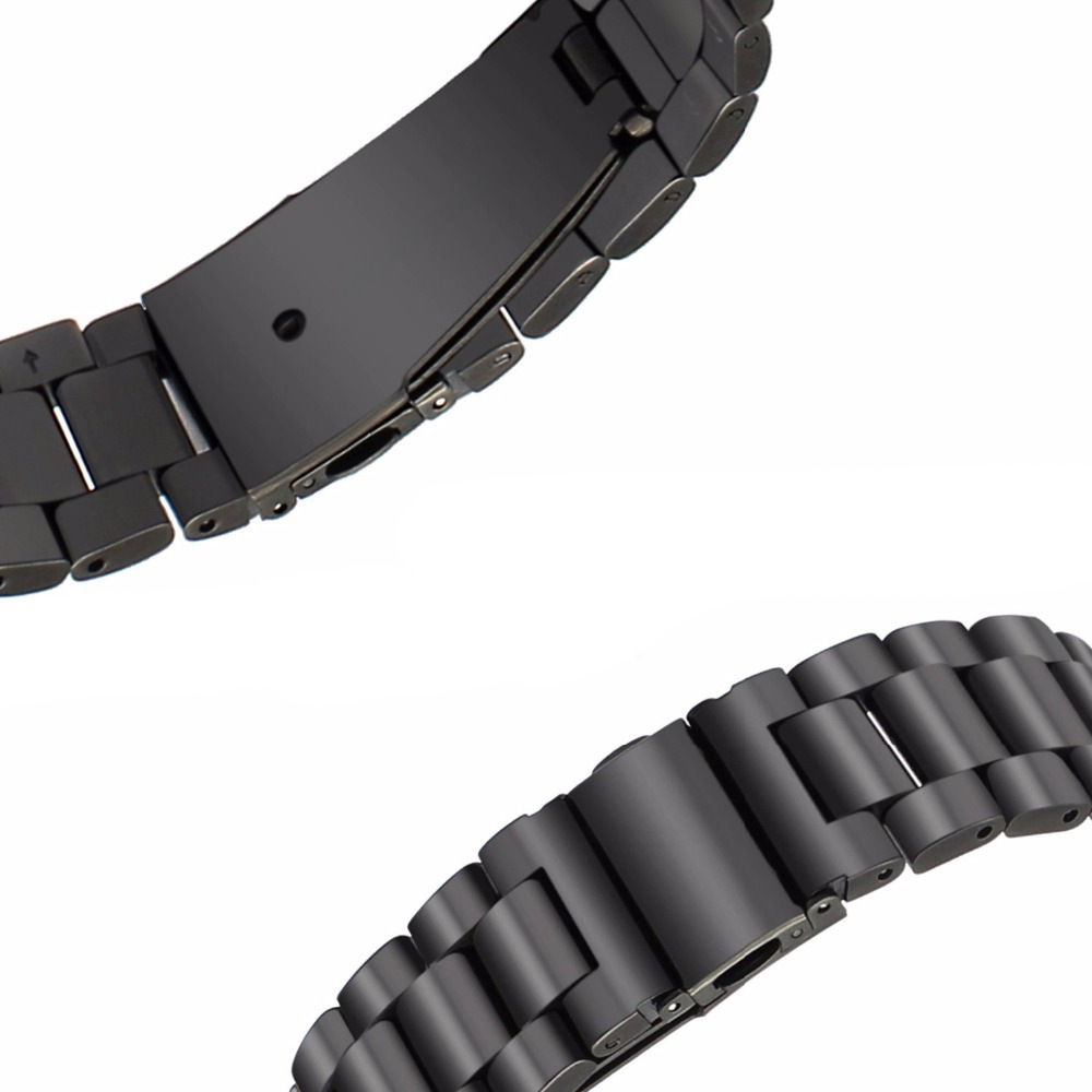實心不鏽鋼三株通用錶帶適用於華為三星Galaxy Watch 46mm/42mm