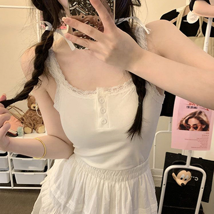 Purely Sensual Lace Camisole for Women with Built-In Bra Pads, Slim Fit, Beautiful Back, and Chest-Covering Base Top