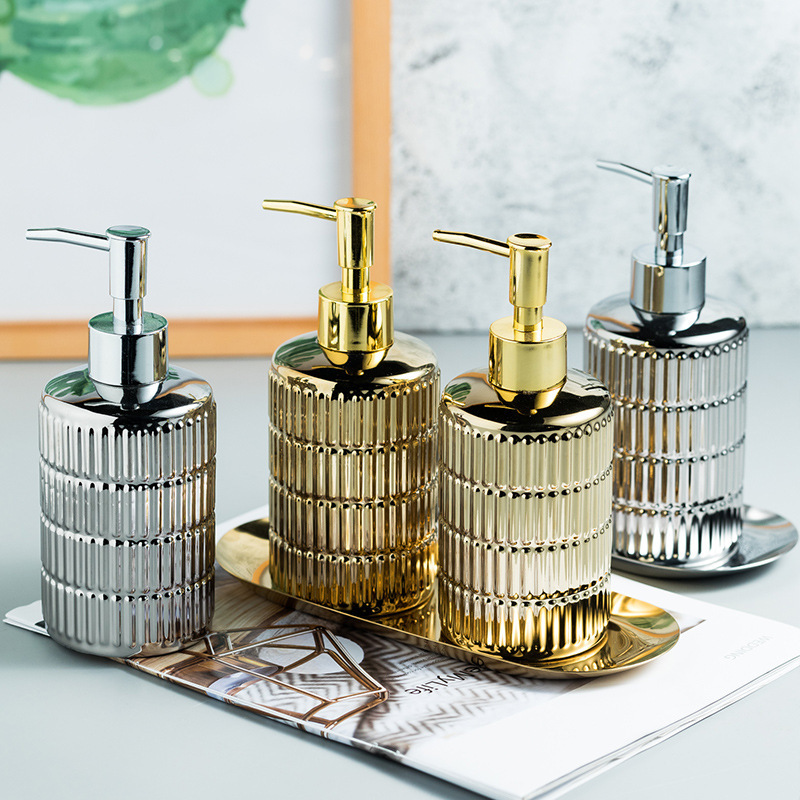 American-Style Bathroom Hand Sanitizer Dispenser Bottle Shampoo Shower Gel Lotion Pump Bottle Hotel Bathroom Bottle Ceramic