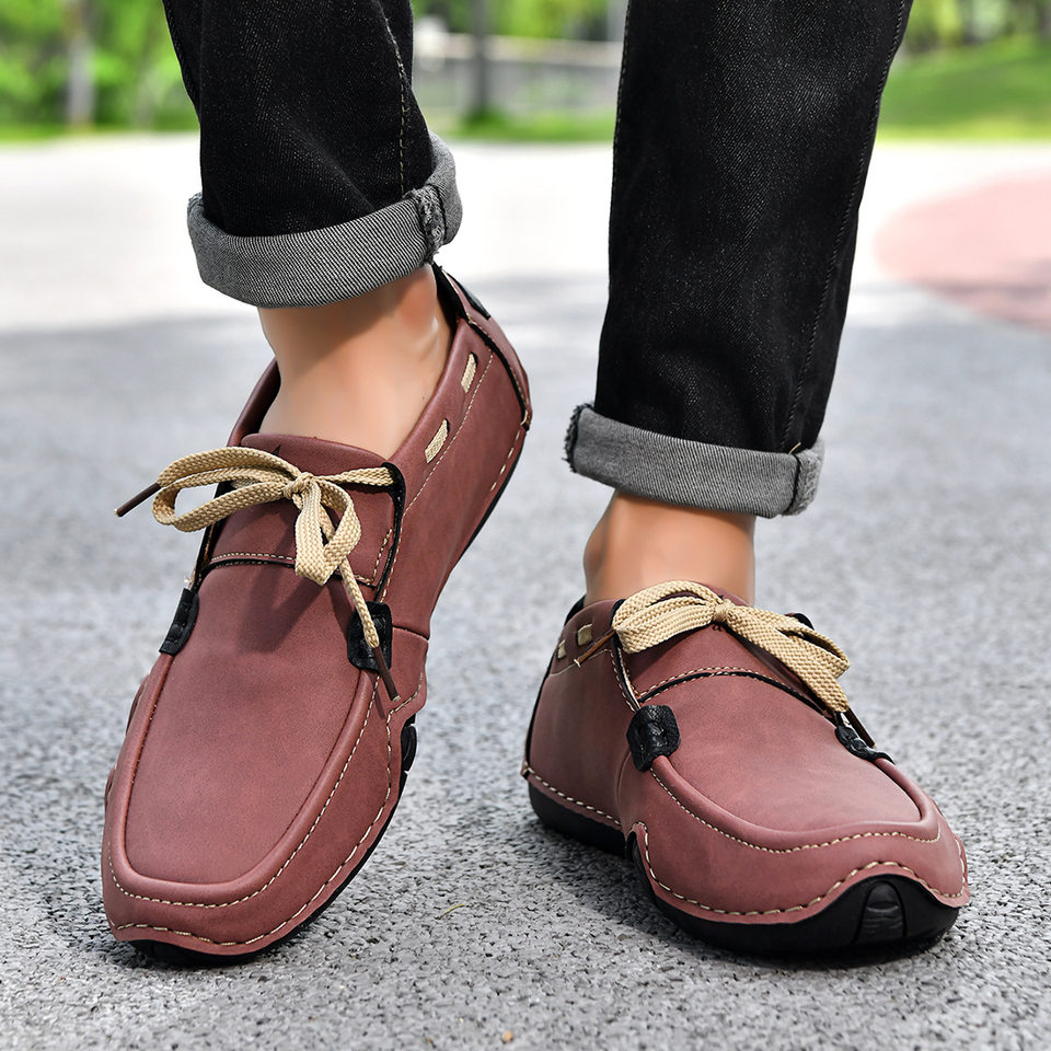 Giày lười nam cỡ lớn da heo khoét lỗ cổ cao, giày slip-on mũi tròn đế cao su — 2691 màu nâu, 2691 màu trắng, 2691 màu xanh lá cây, 2691 màu đen chi tiết 8