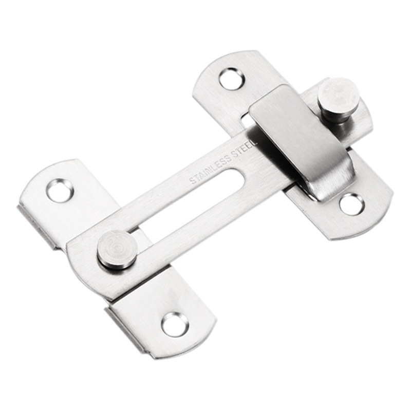 Hebilla de puerta de acero inoxidable 90 ° ángulo recto puerta corredera hebilla pestillo hogar engrosada cerradura izquierda y derecha cerradura de seguridad hebilla de la puerta del animal doméstico image 1