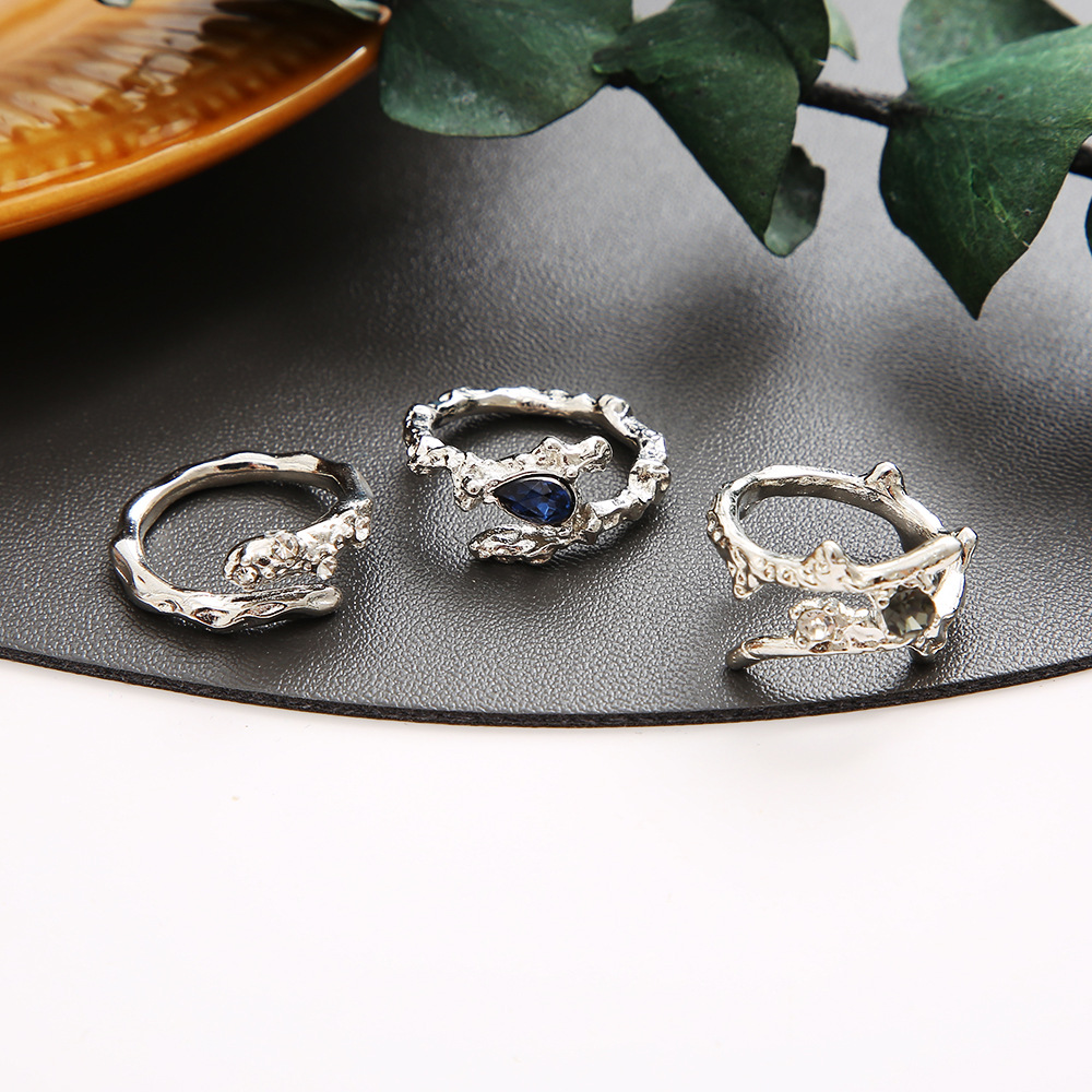 Retro Water Droplets Alloy Inlay Rhinestones Open Ring display picture 3