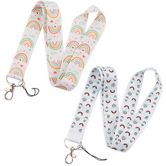 卡通彩虹系手機掛繩 U盤證件卡鑰匙扣相機掛脖鑰匙鏈吊繩掛繩批發