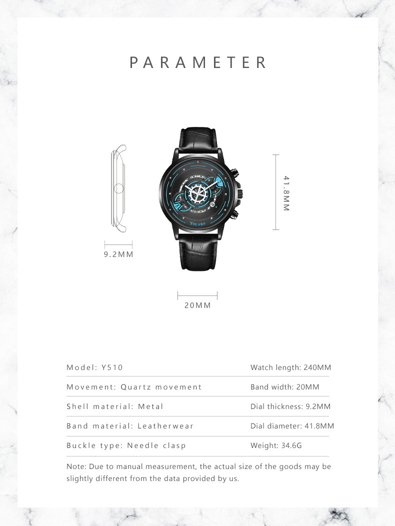 Men's Quartz Watch With Calendar And Leather Strap For Men_voghion.com