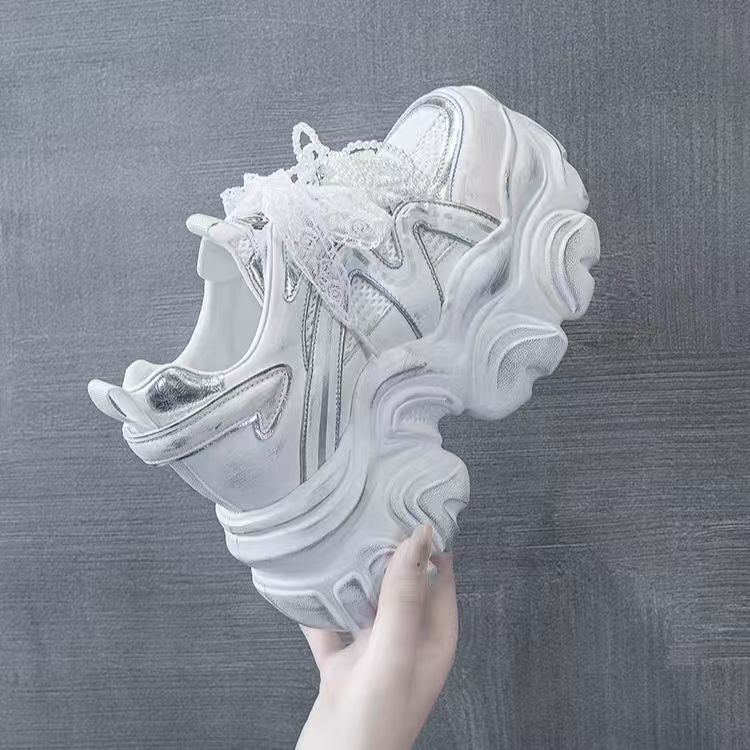 Zapatos de papá para mujeres 2025 primavera nuevos zapatos casuales retro polidos de color multifuncional con suela gruesa aumentando la altura de 6CM zapatos deportivos