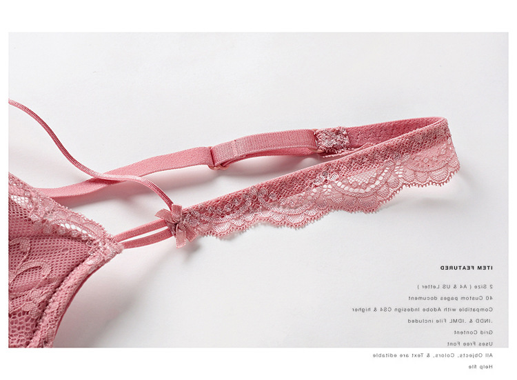 9271 Sexy Lace Lightweight Women's Underwear Steel Ring Gathering Large Size Bra Set_voghion.com