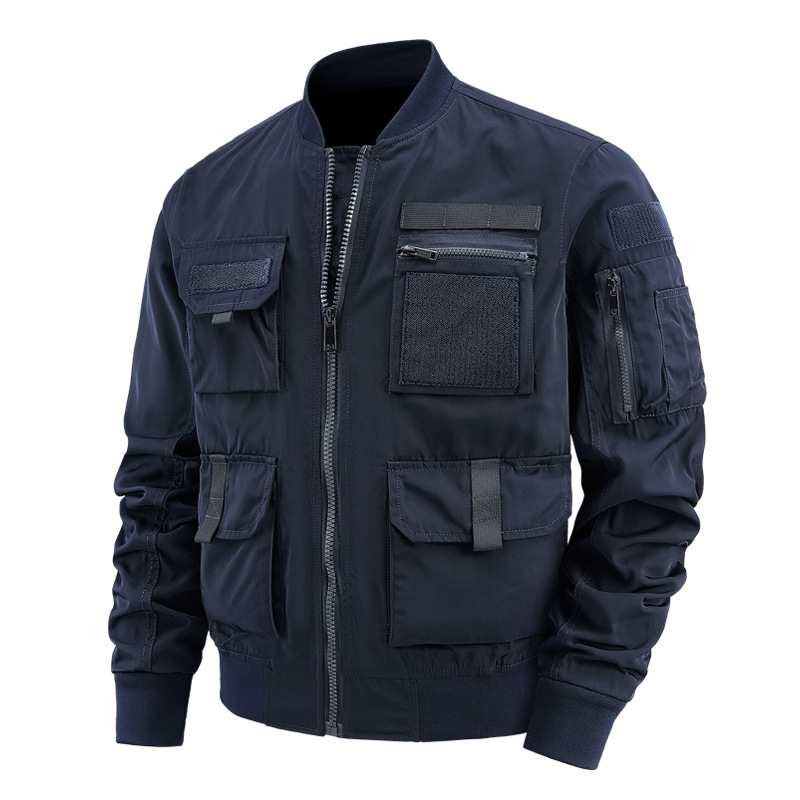 Primavera y otoño hombre de mediana edad camping chaqueta casual función al aire libre chaqueta de bolsillo chaqueta impermeable abrigo de asalto