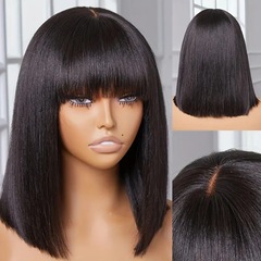 European and American Fashion Fringe Medium Length Full Head Wig - Hot Selling Bob Wig for Export