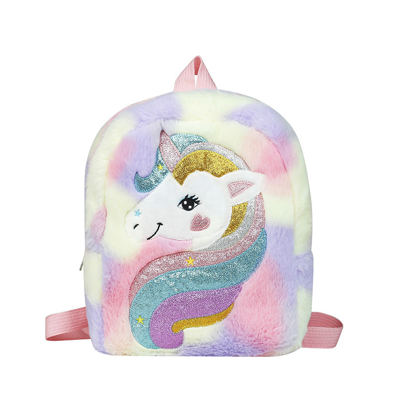 Nuevo bordado unicornio caricatura mochila de peluche mochila de gran capacidad para niñas mochila guardería lindas mochila