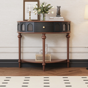 Mid-ancient hallway table French hallway cabinet vintage Roman side cabinet ultra-narrow hallway cabinet solid wood black side cabinet