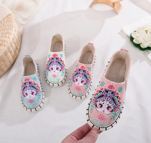 Hanfu shoes for kids children peking opera shoes national embroidered girls boys shoes