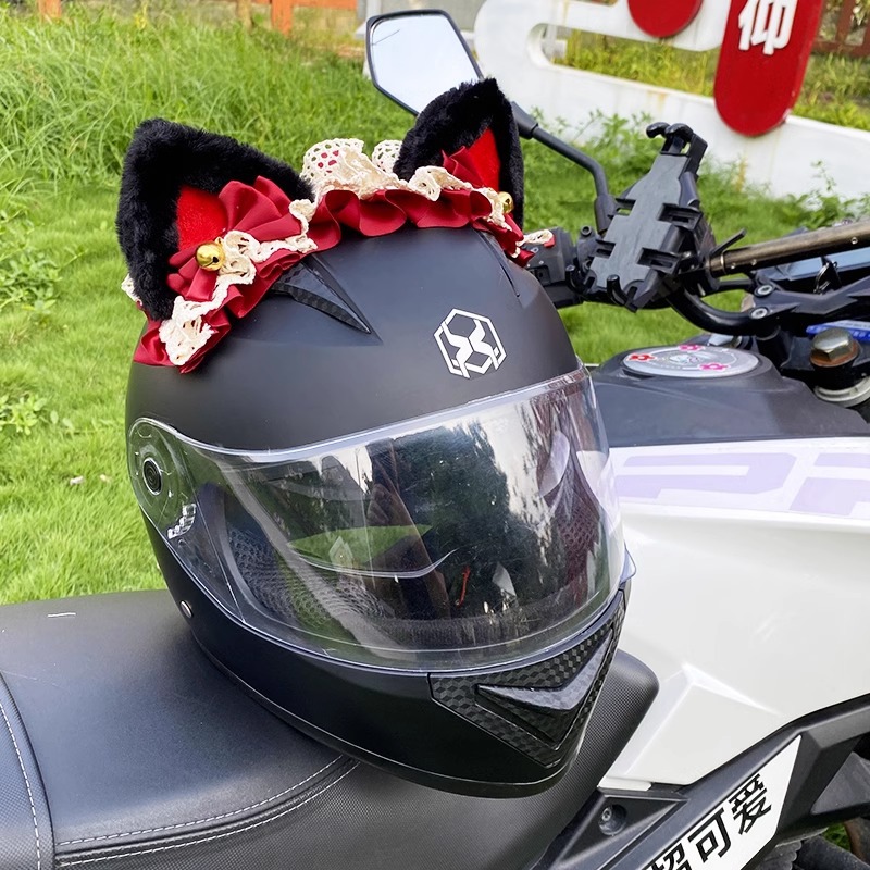 Red and Black Hairband Helmet Decoration Creative Motorcycle Electric Detachable