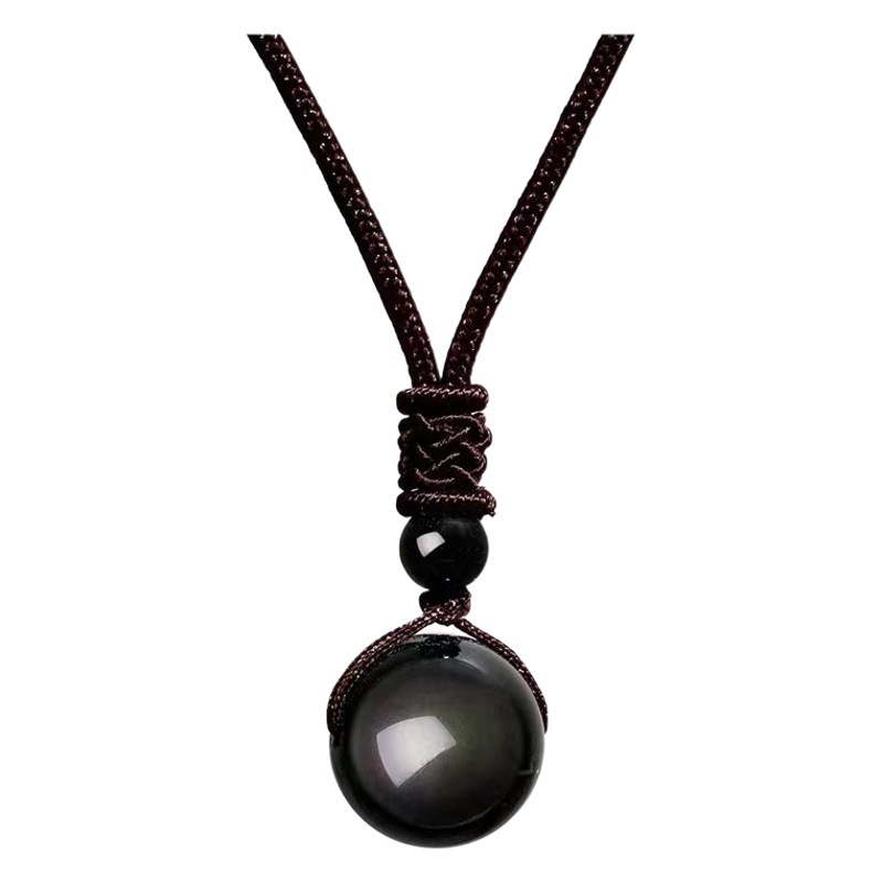 Yunjin transfronterizo Amazon 16mm Ojo de Tigre piedra colgante collar de obsidiana natural colgante amatista Collar para hombres