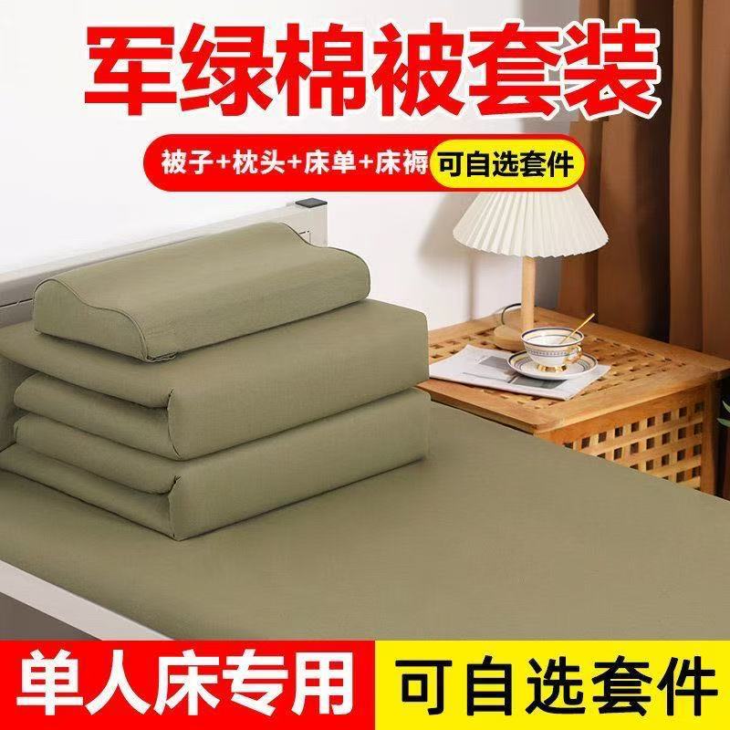 Wholesale Military Quilt Genuine Four-Piece Bedding Set Student Military Training Dormitory Mattress Single Quilt Mat