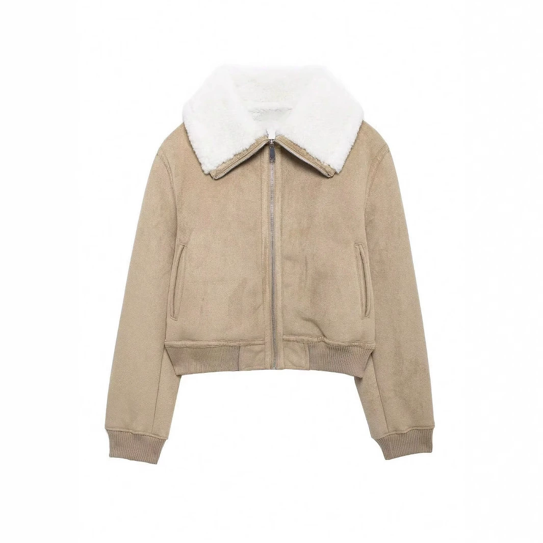 Оптовая продажа для трансграничной торговли: осенняя новинка — женская короткая куртка с отложным воротником, универсальная модель для различных случаев.