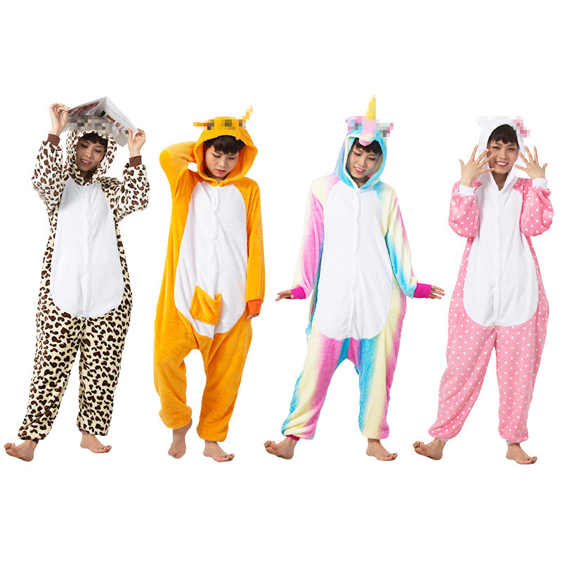 Cartoon Animation Nightgown Cartoon Animal Sleepwear Animal Autumn and Winter Thickened Outer Wear Home Clothes Couple Home Clothes