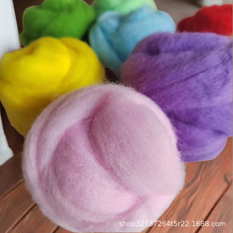 Factory Direct supply 70s Colorful Wool strips Wool Poke Material Package Handmade DIY Material Package Needle Wet Felt Material