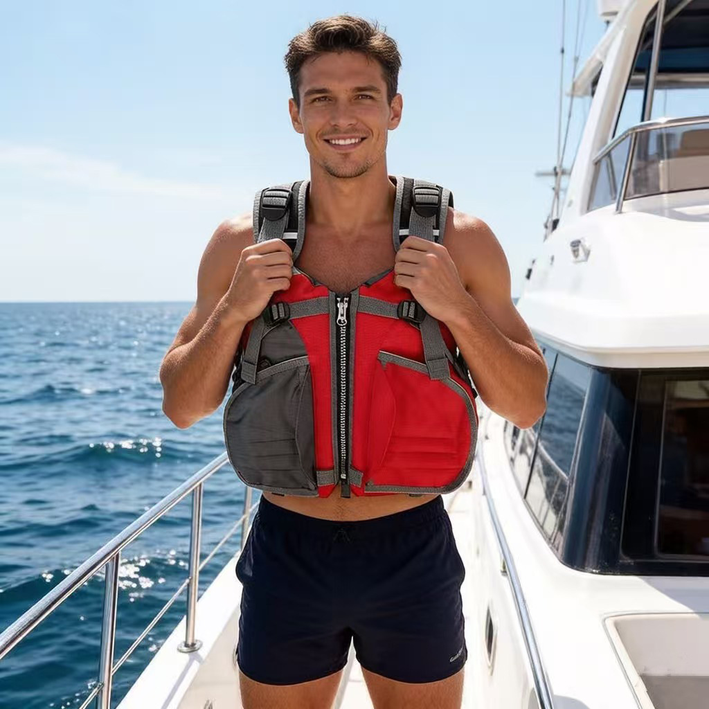 Life Jacket Kayak Canoe Rafting Snorkeling Swimming Tear-Resistant Fabric Adult One-Size-Fits-All Fishing Vest Ice Fishing