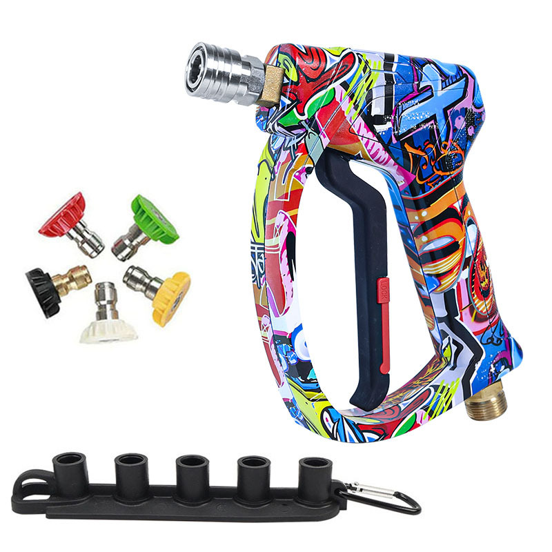 Venta directa de fábrica Lavadora de automóviles Pistola de agua de alta presión Núcleo de cobre puro M22 Inserción rápida en vivo Lavado de automóviles doméstico Pistola de agua de alta presión Pistola corta image 9