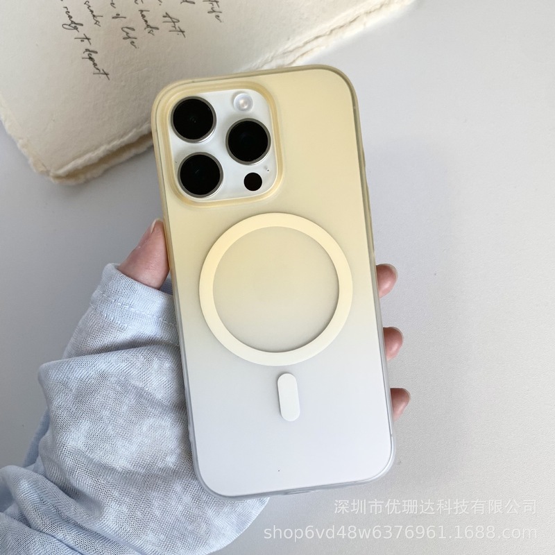 iPhone17promax グラデーションつや消しアイスミスト磁気電話ケース Apple 16 超薄型 PC 落下防止シースに適しています。|undefined