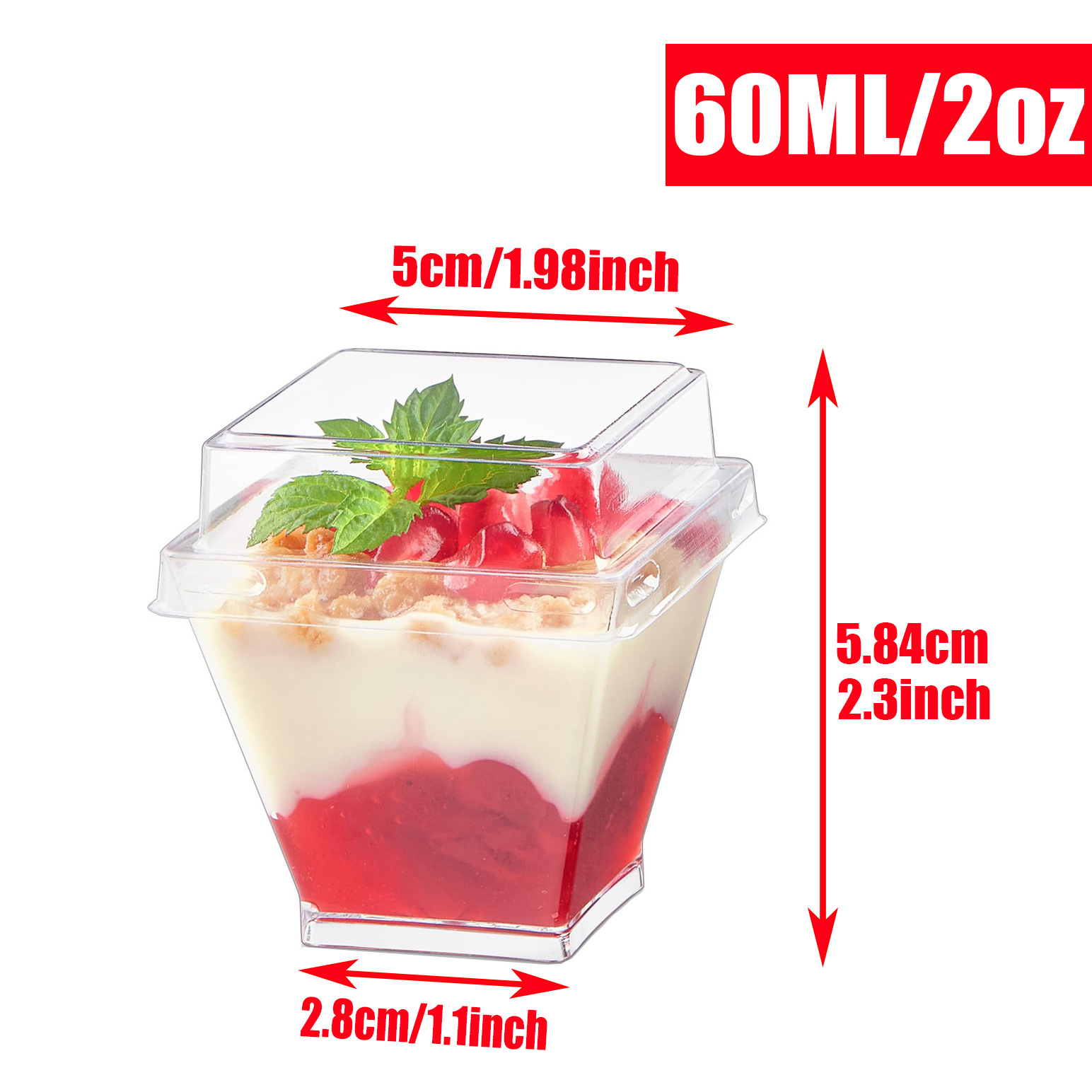 Small square cup 60ml+lid