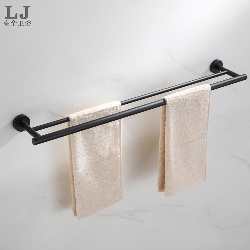 Cross-Border 304 Stainless Steel Double Rod Hotel Engineering Towel Rack Bathroom Toilet Towel Bar Wall-Mounted Waterproof