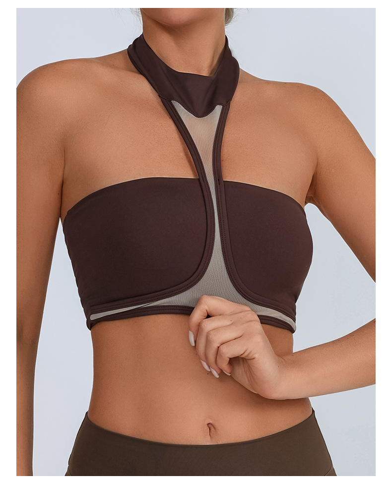 Cuello transfronterizo, ropa interior deportiva, ropa interior deportiva, resistencia media, espalda abierta con almohadilla de pecho, ropa de yoga de cuello redondo sexy