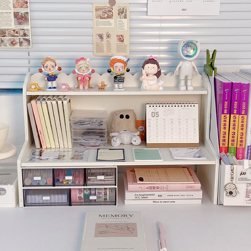 Rack de almacenamiento de escritorio dormitorio de estudiantes multi-capa de aumento de altura rack cosméticos organizador rack de almacenamiento de artículos diversos de oficina al por mayor