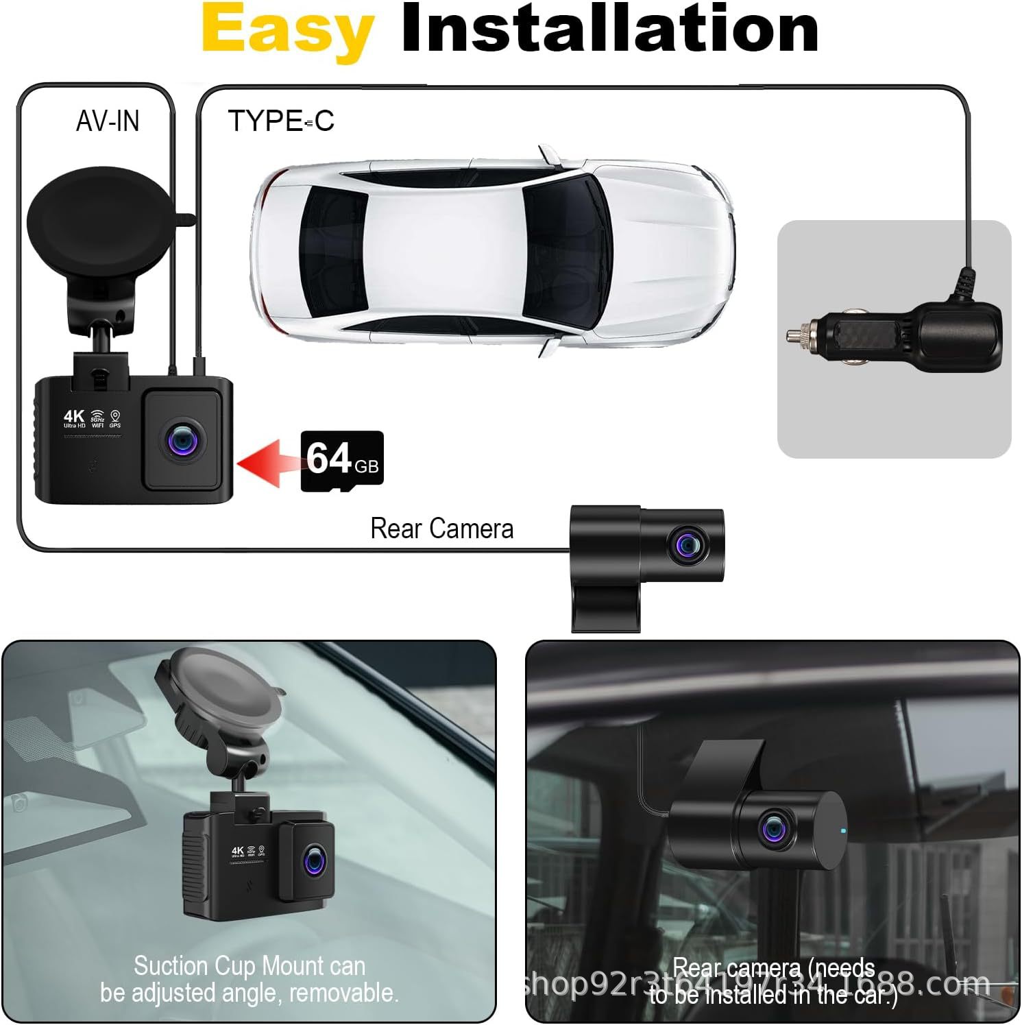New private model 4K+1080P dual-lens 5G WiFi dashcam with high-definition image viewable on mobile phones