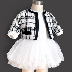 跨境专供新生儿衣服婴幼儿韩版小香风长袖连衣裙开衫套装春秋裙子