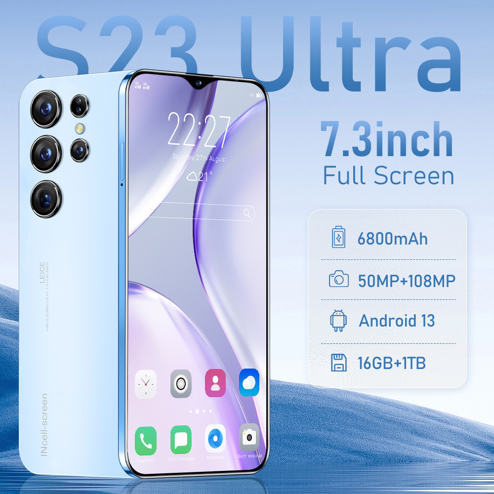 S23 Ultra Cross-Border Mobile Phone in Stock 7.3inch Hd 16+1Tb Android Smartphone Export Delivery